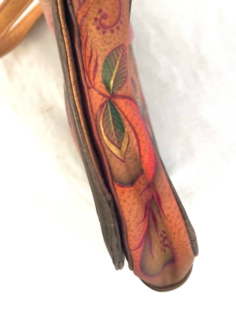 Anuschka Hand-Painted Leather Teal Hummingbird Crossbody Bag New - Picture 12 of 16